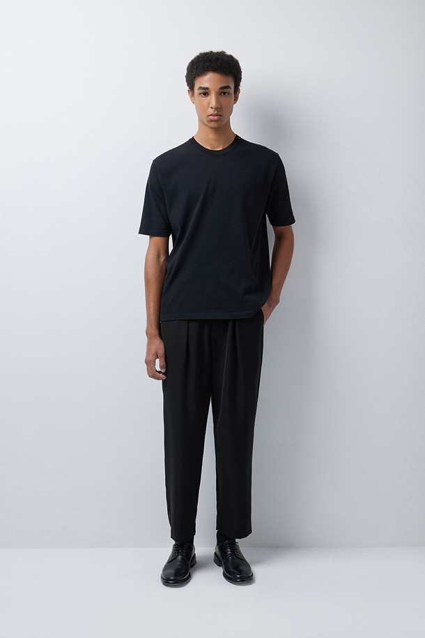 TEIJIN LUNALITE LOOSE TAPERED PANTS (247)_BLACK_1