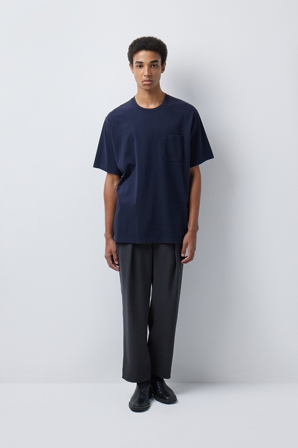 TEIJIN LUNALITE LOOSE TAPERED PANTS (247)_NAVY_1