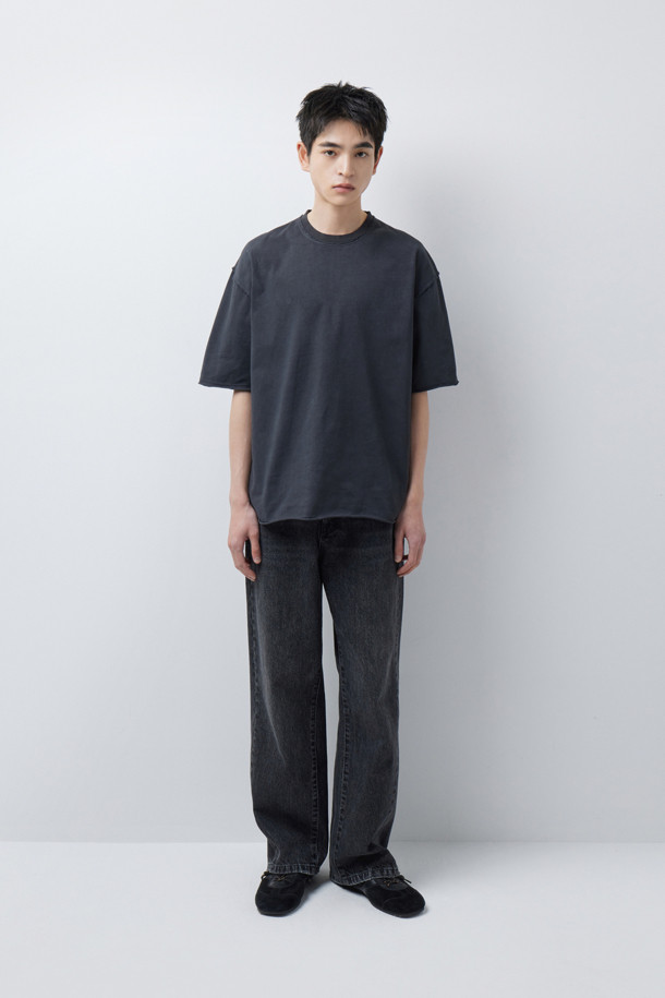 DYED WASHING RAW EDGE T-SHIRTS (247)_GREY_1