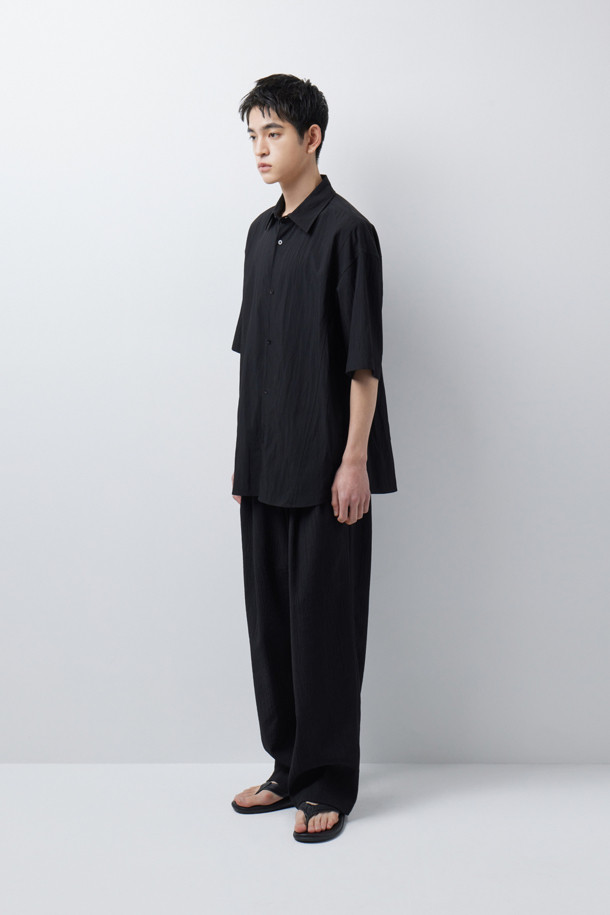 CREASE SEERSUCKER WIDE PANTS (247)_BLACK_2