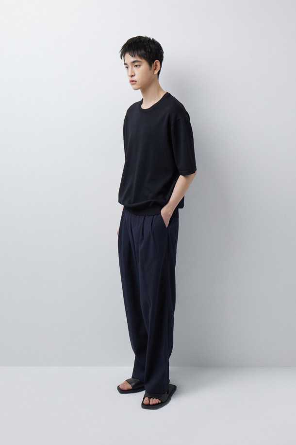 CREASE SEERSUCKER WIDE PANTS (247)_NAVY_2