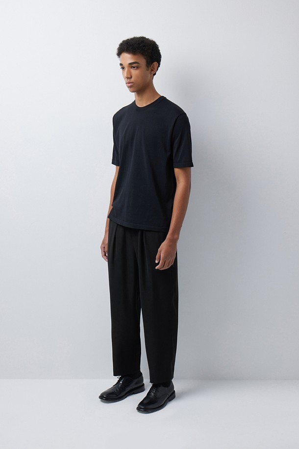 TEIJIN LUNALITE LOOSE TAPERED PANTS (247)_BLACK_2