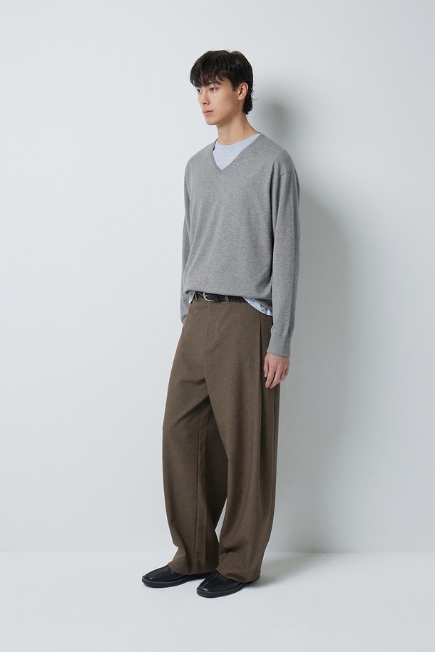 FINE RIBBED 브이넥 12GG 니트 (247)_GREY_2