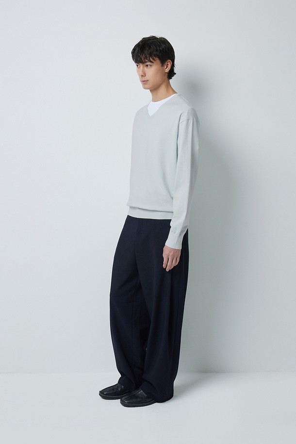 FINE RIBBED 브이넥 12GG 니트 (247)_GREEN_2