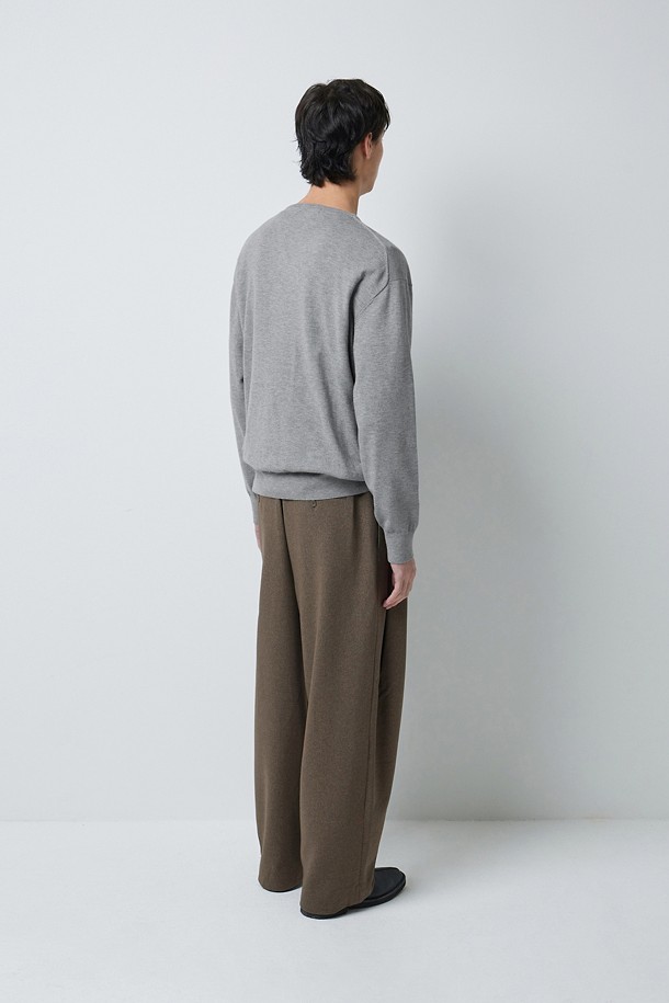 FINE RIBBED 브이넥 12GG 니트 (247)_GREY_3