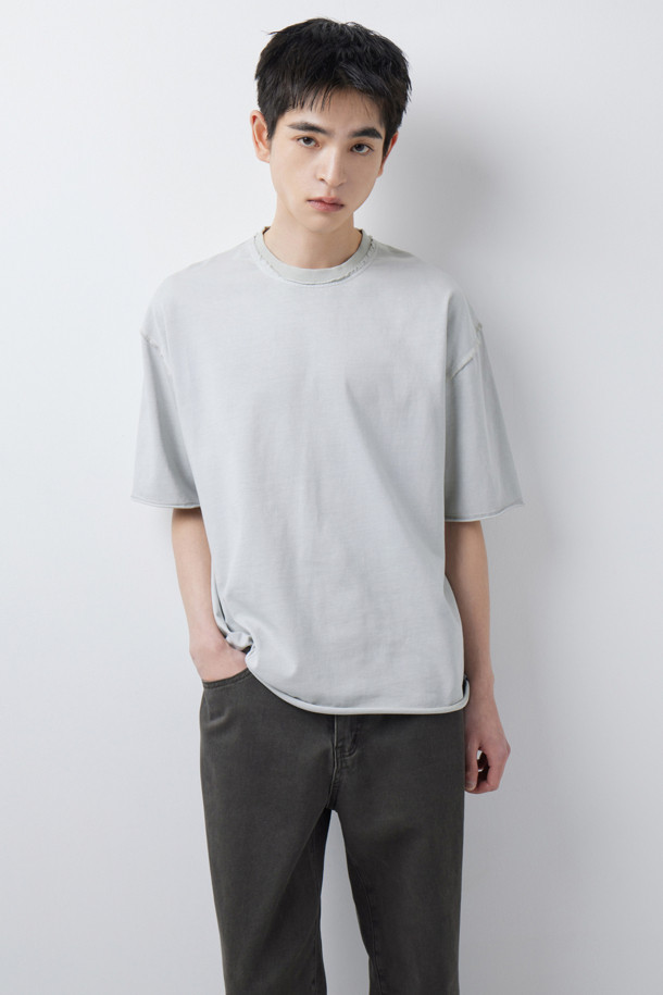 DYED WASHING RAW EDGE T-SHIRTS (247)_WHITE_4