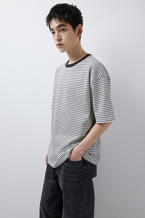 USA COTTON 32'S/5 MULTI STRIPE TEE (247)