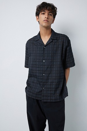CHECK TEXTURED OPEN COLLAR SHIRTS (247)