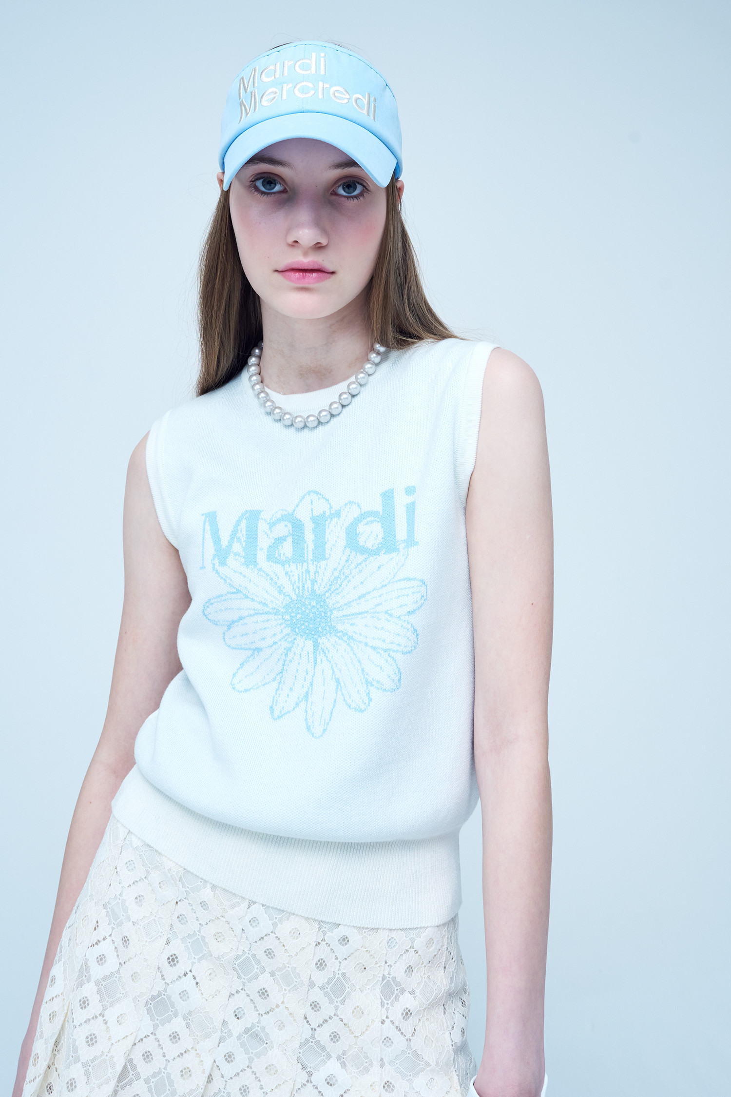 MARDI FLOWER SLEEVELESS KNIT TOP_Mardi Mercredi Actif