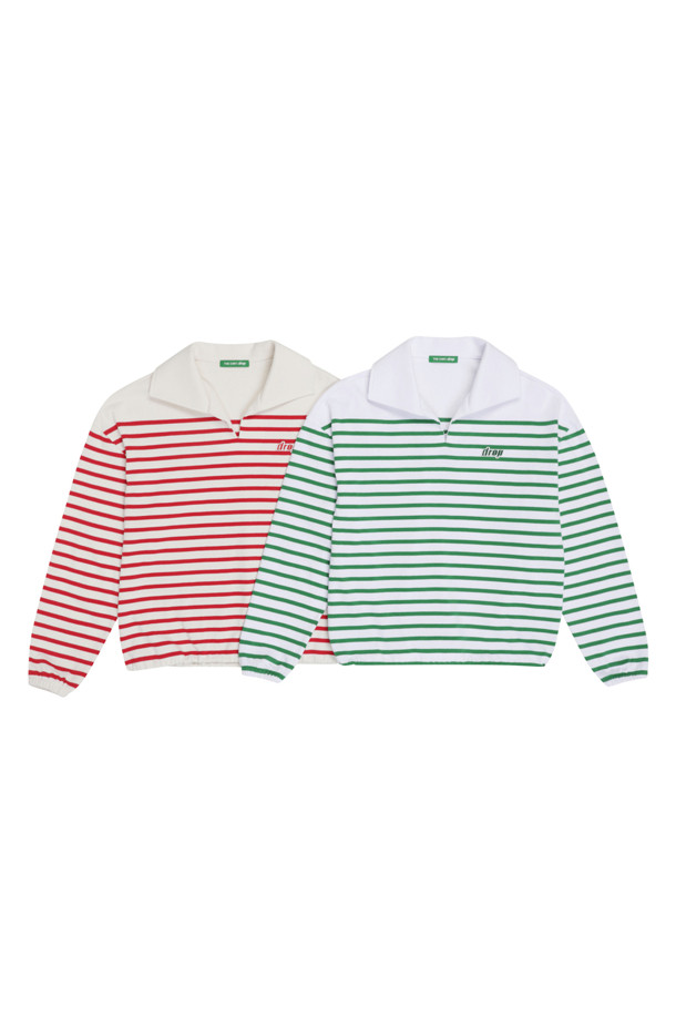 THE CART/DROP -  - STRIPE OPEN COLLAR T-SHIRTS (WOMEN)