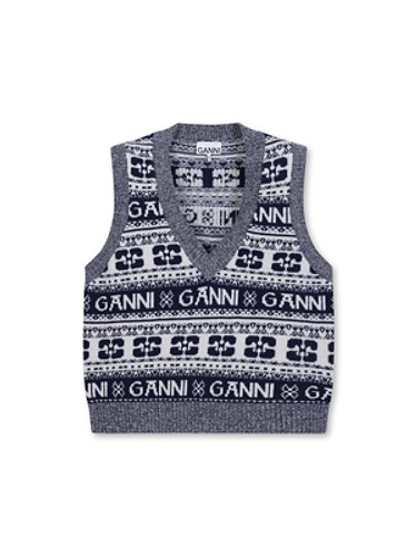 [GANNI] LOGO WOOL MIX VEST-a