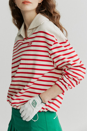 STRIPE OPEN COLLAR T-SHIRTS (WOMEN)