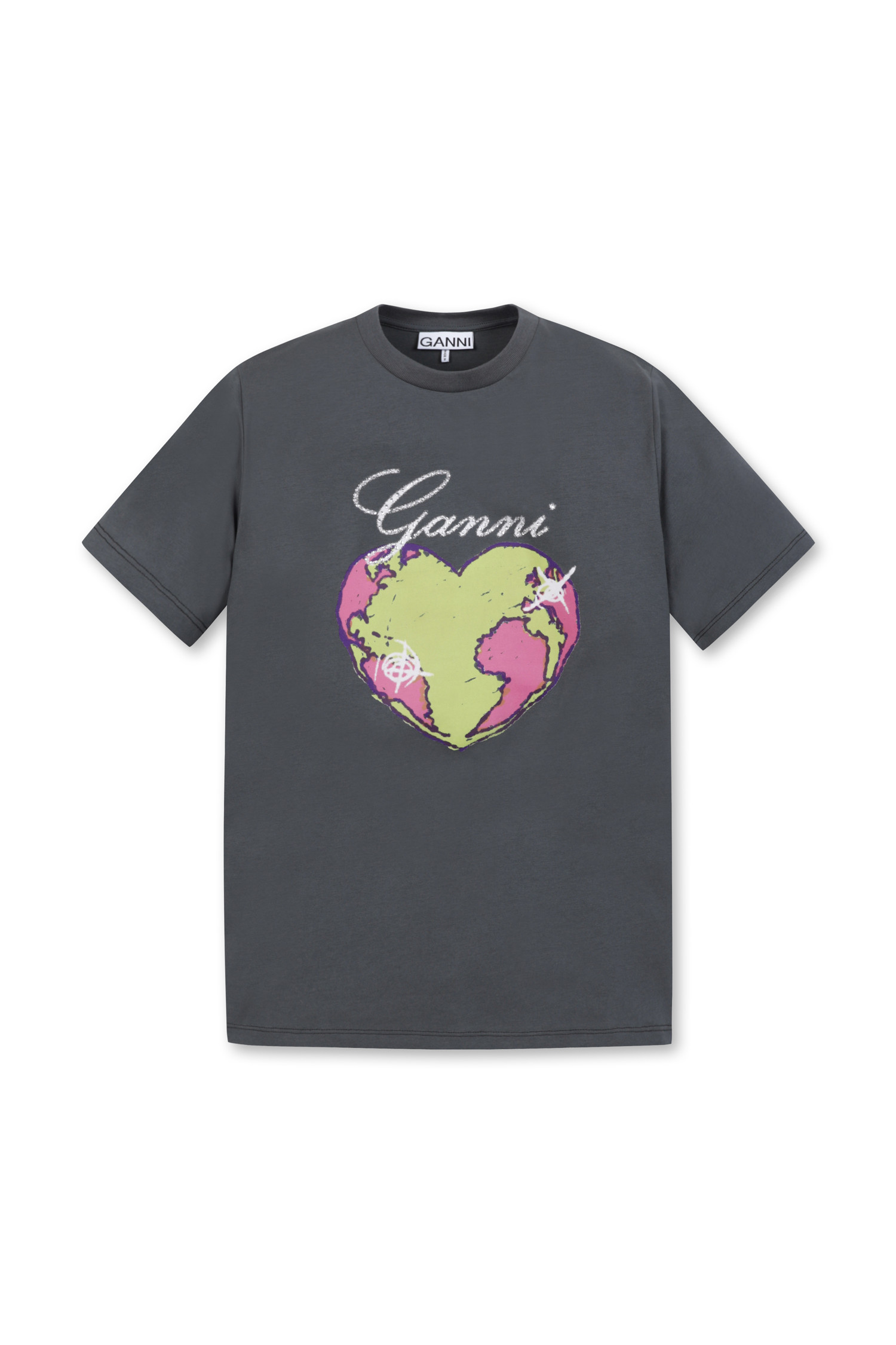トップス Ganni Basic Jersey Heart Relaxed T-shirt Ganni - Heart Basic Cotton Jersey T-Shirt | HBX - Globally