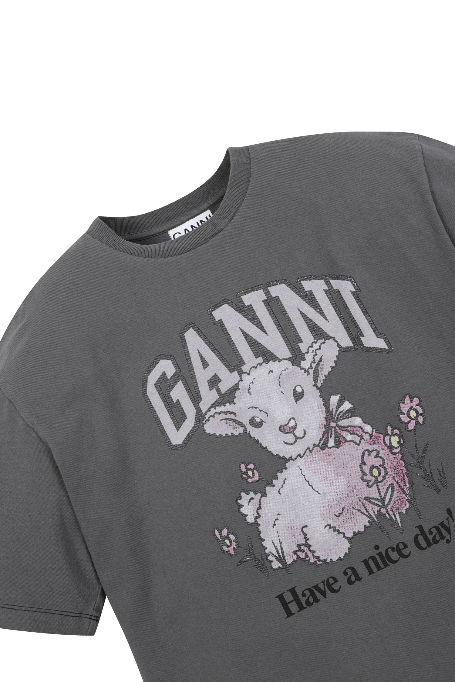 GANNI] GREY FUTURE RELAXED LAMB T-SHIRT_GANNI