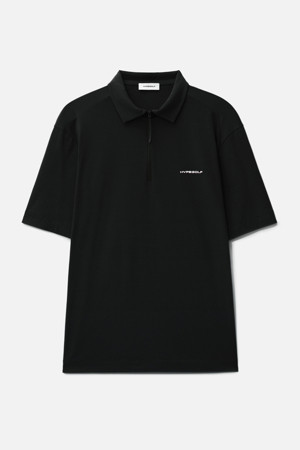 HYPEGOLF x PAF HALF ZIP-UP POLO T-SHIRTS_BLACK-a