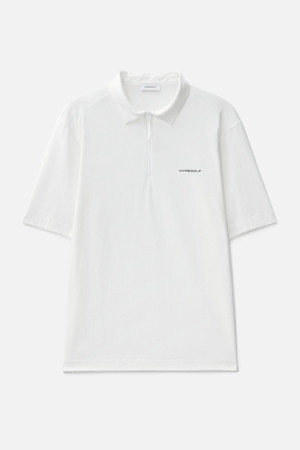 HYPEGOLF x PAF HALF ZIP-UP POLO T-SHIRTS_WHITE-a