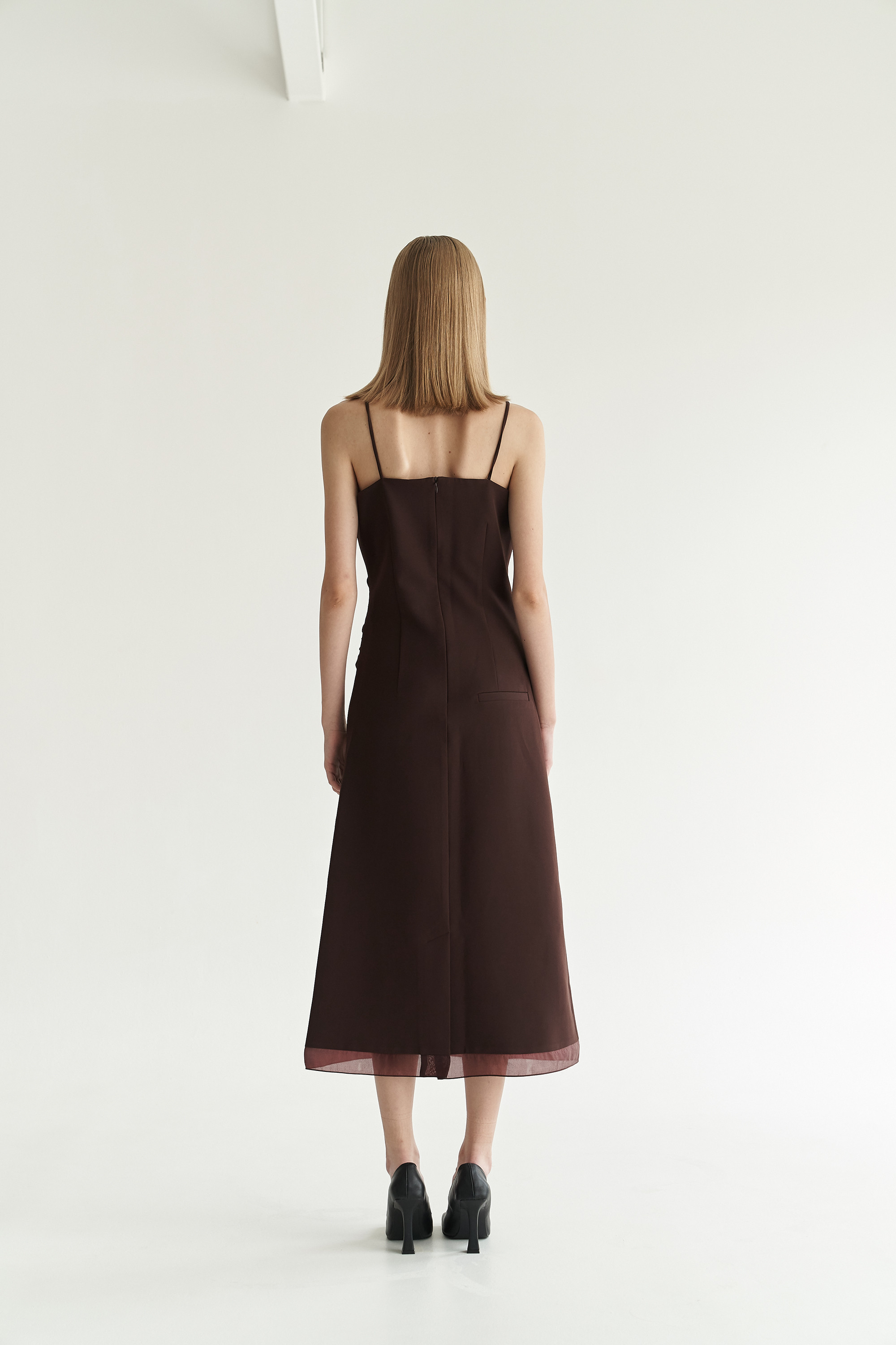[21FW] Organza slip dress in maroon _B SLASH B [21FW] Organza slip dress in maroon 